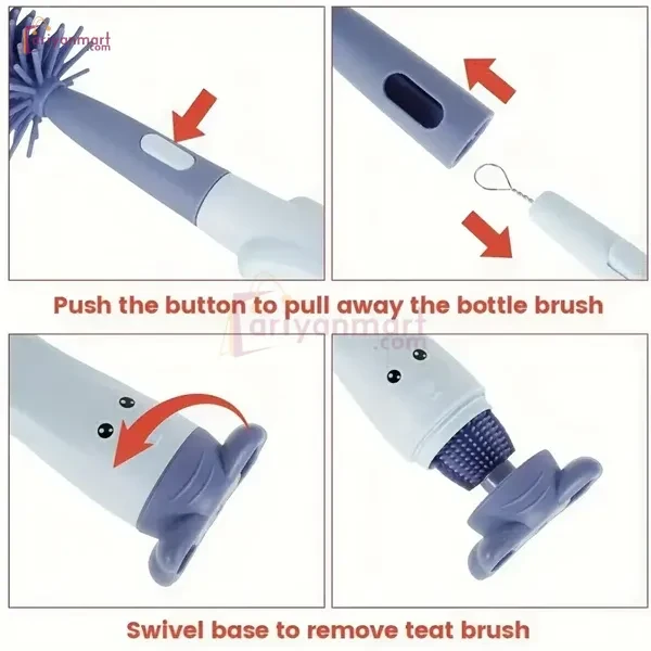 3Pcs Baby Bottle Brush Set 3 in 1 Silicone Baby Bottle Cleaner Pacifier Brush with Stand Portable Straw Glass Cup Cleaner Brush