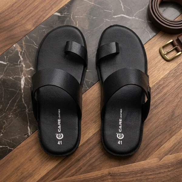 Ariyan Mart Care Leather Men's Toe-loop Sandal(Black SN30)