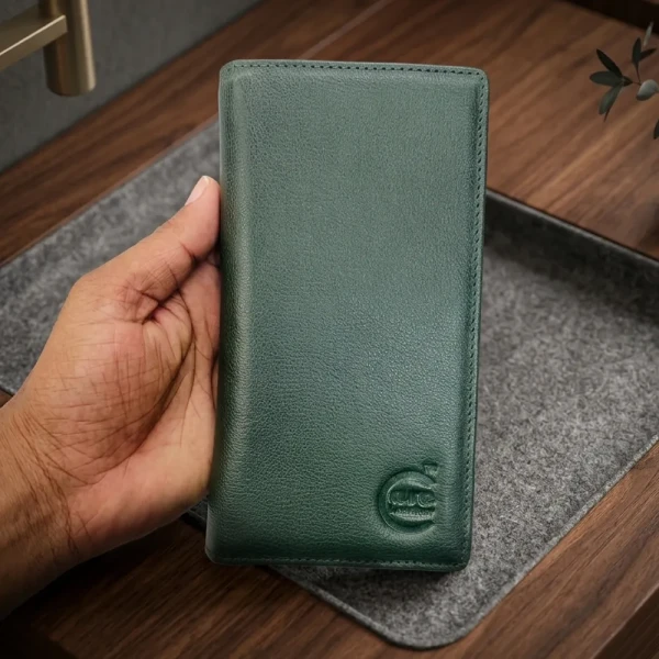 Cae Leather Double Chamber M2green Mobile Zipper Wallet