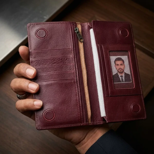 Cae Leather Aura Series Long Wallet M1Chocolate Zipper Wallet