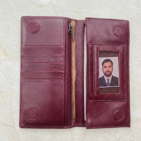 Cae Leather Aura Series Long Wallet M1Chocolate Zipper Wallet